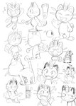 all_fours ambiguous_gender anus claws coin embarrassed fangs group laugh male pawpads scared simple_background sitting smile teeth text whiskers x_anus masshiro nintendo pokemon team_rocket meowth_(team_rocket) alolan_form alolan_meowth generation_1_pokemon generation_7_pokemon meowth mimikyu pokemon_(species) regional_form_(pokemon) 2017 absurd_res hi_res japanese_text monochrome multiple_scenes sketch