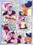anthro bandana_waddle_dee bandanna base_three_layout big_breasts blockage_(layout) breasts brown_body clothed clothing collar comic duo english_text eye_patch eyewear female four_frame_image heart_symbol hi_res horizontal_blockage kerchief kirby_(series) kirby_and_the_forgotten_land lewdchuu_(artist) nintendo p.k-98 pink_body text three_row_layout waddle_dee