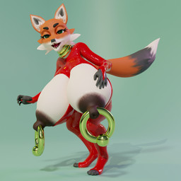 anthro big_breasts breasts clothing female huge_breasts hyper hyper_breasts latex latex_clothing latex_skinsuit nipple_piercing nipples piercing skinsuit solo tight_clothing mixiorca canid canine fox mammal 1:1 3d_(artwork) blender_(artwork) digital_media_(artwork) hi_res