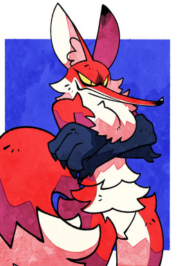 anthro arm_tuft big_breasts big_hands breasts cheek_tuft chest_tuft claws elbow_tuft facial_tuft female gloves_(marking) inner_ear_fluff long_muzzle markings multicolored_body red_body smile solo tail tuft yellow_eyes snoozingwell canid canine fox mammal 2025 absurd_res hi_res