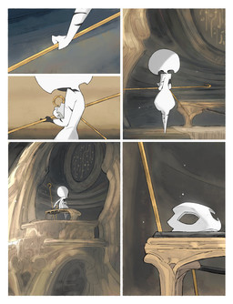 biped black_body clothing detailed_background empty_eyes female female_humanoid holding_mask holding_melee_weapon holding_object holding_sword holding_weapon melee_weapon mouthless not_furry sitting solo sword torn_clothing weapon white_body white_eyes darkdog hollow_knight:_silksong hollow_knight_(franchise) team_cherry lace_(hollow_knight:_silksong) phantom_(hollow_knight:_silksong) humanoid 2025 absurd_res comic digital_drawing_(artwork) digital_media_(artwork) hi_res