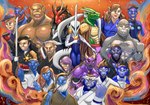 anthro character_collage dracora female graphic_novel group male malfae montage poster rohrag hunkinkalv disney gargoyles ferry_marlon sean_peregrine ape haplorhine human humanoid mammal primate comic hi_res story