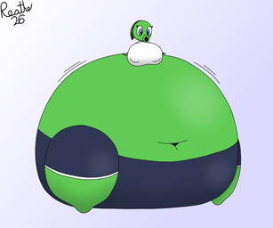 belly big_belly big_breasts big_nipples blue_bottomwear blue_clothing blue_eyes blue_shorts bottomwear breasts clothing deep_navel eyelashes female green_body green_hair hair huge_belly huge_breasts huge_nipples huge_thighs hyper hyper_belly hyper_pear hyper_thighs leaf leaf_arms leaf_hair looking_down looking_down_at_self morbidly_obese morbidly_obese_female morbidly_obese_humanoid motion_lines navel nipple_outline nipples not_furry obese obese_female obese_humanoid overweight overweight_female overweight_humanoid plant plant_hair pseudo_hair shirt shorts simple_background siphon_(anatomy) solo thick_thighs three-quarter_view tight_clothing topwear white_background white_clothing white_shirt white_topwear reathe electronic_arts plants_vs._zombies popcap_games elisa_(reathe) elemental_creature elemental_humanoid flora_fauna humanoid peashooter_(pvz) plant_humanoid 2026 6:5 absurd_res colored digital_media_(artwork) hi_res shaded signature