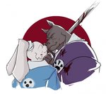 anthro blood blood_stain bodily_fluids clothing duo horn male male/male melee_weapon nose_kiss romantic samurai sword warrior weapon traitmill usagi_yojimbo miyamoto_usagi murakami_gennosuke indian_rhinoceros lagomorph leporid mammal rabbit rhinoceros