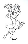 anthro balls bdsm bondage bound chastity_cage chastity_device collar genitals lying male on_back paws penis solo foxyhunter disney the_lion_king timon herpestid mammal meerkat absurd_res hi_res traditional_media_(artwork) male_(lore)