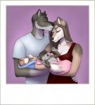 ambiguous_gender anthro baby family female group intraspecies kissing male young young_anthro bodyxcount geckoguy123456789 jennifer_(geckoguy123456789) logan_(geckoguy123456789) canid canine canis mammal wolf hi_res father_(lore) mother_(lore) parent_(lore)