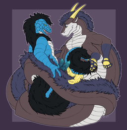 2_penises 4_arms animal_genitalia animal_penis anthro apode aroused black_body black_fur blue_body blue_penis blue_scales brown_body claws coiling countershading duo erection fur genitals grey_body grey_fur hair hemipenes horn knot legless male male/male mane multi_arm multi_genitalia multi_limb multi_penis nude open_mouth penis scales serpentine split_form tail yellow_penis armomen conditional_dnp mythology beauwolfhusky kuzco_(snake) draconcopode dragon furred_scalie furred_snake lamia mythological_creature mythological_scalie naga reptile scalie snake absurd_res digital_media_(artwork) flat_colors hi_res