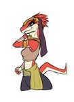 anthro bandage clothed clothing female jewelry looking_at_viewer simple_background smile smiling_at_viewer solo stretching vagoncho ever_oasis nintendo miura drauk tagme