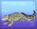 2022 ambiguous_gender black_eyes blue_text crocodile crocodilian cuban_crocodile dialogue digital_media_(artwork) digital_painting_(artwork) english_text feral full-length_portrait gradient_background green_body green_scales handwritten_text hi_res jaspering open_mouth portrait reptile running scales scalie shaded simple_background snout solo species_name speech_bubble tail talking_feral teeth text