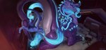 anal anal_penetration anal_vore animal_genitalia anthro anus big_butt bioluminescence blue_anus blue_body blue_knot blue_penis blue_scales blue_tongue butt duo erection feral feral_penetrated genital_slit genitals glowing knot larger_penetrated looking_pleasured male male/male penetration penis purple_body purple_scales raised_tail scales size_difference tail teeth tongue tongue_out vore white_body white_scales killioma mythology firondraak vitica_(firondraak) dragon mythological_creature mythological_scalie scalie 2025 hi_res