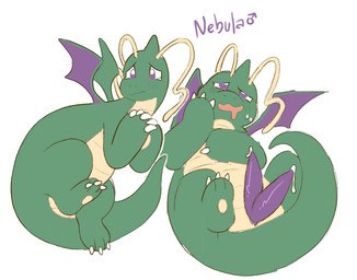 2_penises ahegao animal_genitalia animal_penis antennae_(anatomy) bodily_fluids clasped_hands claws cloaca drooling erection feral finger_claws flying genital_fluids genitals green_body hemipenes leaking_precum looking_pleasured lying male multi_genitalia multi_penis on_back pawpads penis precum purple_eyes purple_penis saliva solo sweat sweatdrop tan_pawpads tan_underbelly text toe_claws worried binkybnuuy nintendo pokemon nebula_(binkybnuuy) dragonite generation_1_pokemon pokemon_(species) shiny_pokemon model_sheet