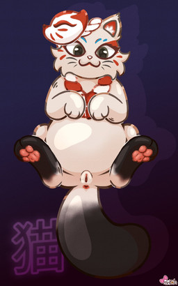 :3 alternate_form anus belly big_belly dipstick_tail feet female female_feral feral fur genitals inner_ear_fluff leg_markings looking_at_viewer lying markings mask_on_head on_back pawpads paws socks_(marking) soles solo spread_legs spreading tail tail_markings tan_body tan_fur tuft vulva whiskers pankatares blizzard_entertainment overwatch fika_(overwatch) canid canine fox mammal colored digital_media_(artwork) hi_res shaded watermark