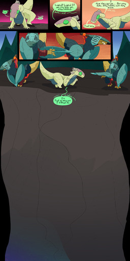 armor cliff dialogue fantasy female feral magic post-apocalyptic profanity surrendering text thepatchedragon dragonscape mythology maria_(thepatchedragon) sarah_(thepatchedragon) dinosaur dragon drekir mythological_creature mythological_scalie prehistoric_species reptile saurischian scalie theropod absurd_res comic english_text hi_res