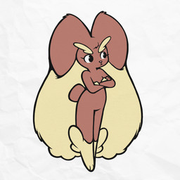 anthro big_ears crossed_arms female fluffy_ears fur grumpy looking_offscreen pensive pie_cut_eyes simple_background solo tan_body tan_fur textured_background tiptoes caffeinerabbit nintendo pokemon pokemon_mystery_dungeon spike_chunsoft latte_(caffeinerabbit) generation_4_pokemon lopunny pokemon_(species) 1:1 hi_res