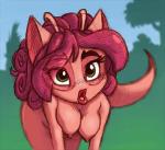 antennae_(anatomy) anthro breasts female green_eyes hair looking_at_viewer nipples nude purple_hair solo sankam neopets megan_(neopets) aisha_(neopets) felid mammal neopet_(species) 2016