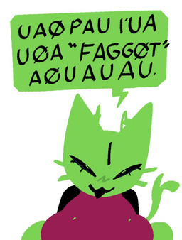 antennae_(anatomy) anthro big_breasts black_eyes black_text breasts clothed clothed_anthro clothed_female clothing dialogue eyelashes female female_anthro front_view green_antennae green_body green_ears green_tail homophobic_slur profanity simple_background slur solo speech_bubble tail text topwear whiskers white_background xarop77 pipis_(xarop77) alien domestic_cat felid feline felis mammal 2024 digital_drawing_(artwork) digital_media_(artwork)