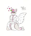 anthro bdsm black_sclera blush bondage booties bound clean_diaper clothed clothing diaper diapersuit heart_symbol heterochromia male restraints solo straitjacket wearing_diaper poofbuttrocky rocky_(poofbuttrocky) canid canine canis mammal wolf absurd_res hi_res