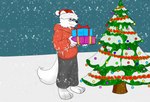 anthro christmas_clothing christmas_headwear christmas_tree clothing eyewear gift glasses hat headgear headwear holidays jacket male phyzone plant santa_hat snow solo topwear tree wearing_glasses gamekun christmas arctic_fox canid canine fox mammal true_fox orange hi_res