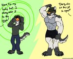abs anthro baseball_cap biceps body_size_growth bottomwear clothing dialogue dudebro flexing gloves_(marking) hat headgear headwear hoodie hypnosis jock jockification markings mind_control muscular pants pecs ringed_eyes shirt shorts size_transformation smile standing tank_top text topwear transformation nx-42 badger mammal mustelid musteline 2022 absurd_res handwritten_text hi_res nonbinary_(lore)