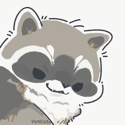 black_eyes black_nose chibi dot_eyes feral grey_body simple_background simple_eyes solo white_body yencatx mammal procyonid raccoon 1:1 2022 bust_portrait icon portrait