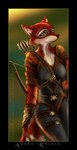 2006 anthro archer armor arrow_(weapon) ayana_rhiain bow_(weapon) canid canine female fox leona_windrider mammal quiver_(object) ranged_weapon solo weapon