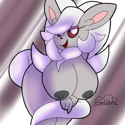 anthro anthrofied bent_over big_breasts breasts eyelashes eyeshadow female fur grey_body grey_fur grey_nipples hair hair_over_eye huge_breasts leaning leaning_forward looking_at_viewer makeup nipples nude nude_anthro nude_female open_mouth pokemorph purple_eyeshadow red_sclera solo tail thick_thighs white_eyes white_hair wide_hips filthycottonart unfortu-nate nintendo pokemon cinccino generation_5_pokemon pokemon_(species) 1:1 2022 digital_drawing_(artwork) digital_media_(artwork) hi_res