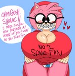 accessory anthro big_breasts big_glasses bodily_fluids bottomwear braces breasts clothed clothing eyewear female flashing flashing_panties freckled_breasts freckles glasses headband heart_symbol huge_breasts hyper hyper_breasts lisp name_drop nerd panties raised_bottomwear raised_clothing raised_skirt saliva skirt slightly_chubby smile smiling_at_viewer solo sonic_panties text underwear ota_(artist) sega sonic_the_hedgehog_(series) amy_rose colored colored_sketch english_text hi_res sketch