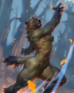 action_pose anthro breasts brown_body brown_fur claws clenched_teeth dutch_angle female finger_claws fur glowing glowing_claws leaf long_claws looking_at_viewer motion_lines muscular muscular_female neck_tuft nipples nude nude_anthro nude_female outside plant pose scratches snarling solo teeth thick_thighs tree tuft whiskers yellow_eyes taran_fiddler weretober gulonine mammal mustelid musteline wolverine 2025 4:5 digital_media_(artwork) hi_res portrait signature three-quarter_portrait