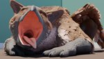 3d_(artwork) ambiguous_gender avian digital_media_(artwork) female_(lore) feral gryphon gryphon_(untied_verbeger) home morning mouth_shot mythological_avian mythological_creature mythology open_mouth racf92 solo throat tired waking_up yawn