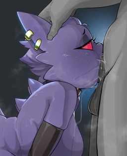 anthro arched_back arm_support armwear balls balls_deep big_breasts big_penis biped black_clothing blush bodily_fluids bodily_fluids_on_penis breasts close-up clothing deep_penetration deep_throat duo erection eye_roll eyebrows eyelashes face_fucking fellatio female female_anthro female_focus female_penetrated forced_deepthroat forward_arm_support genital_fluids genitals grey_body half-closed_eyes hand_on_another's_head hand_on_head head_in_crotch head_push holding_head huge_breasts human_on_anthro interspecies irrumatio kneeling_oral_position lips looking_pleasured looking_up male male/female male_penetrating narrowed_eyes not_furry nude open_mouth oral oral_penetration penetration penile penile_penetration penis penis_in_mouth pupils purple_body pushing pushing_down pushing_head raised_inner_eyebrows saliva saliva_on_penis saliva_string sex short_stack side_view slightly_chubby snout_wrinkling standing sweat touching_head wet wet_penis mdthetest nintendo pokemon generation_1_pokemon gengar human humanoid mammal pokemon_(species) 2025 hi_res