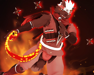 accessory anthro brown_body brown_fur clothing elemental_manipulation fire fire_manipulation fur hair headband headgear headwear male ninja ranged_weapon scroll shuriken solo text text_on_clothing text_on_headwear warrior weapon malicekira lifewonders tokyo_afterschool_summoners tadatomo_(tas) canid canine canis domestic_dog mammal 3d_(artwork) 5:4 digital_media_(artwork) hi_res mikumikudance_(artwork)