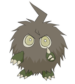 3_fingers 3_toes ahoge alternate_species brown_body claws eye_symbol feet finger_claws fingers gesture hair hand_gesture male mouthless pointing pupils simple_background solo tan_eyes toe_claws toes white_background white_pupils june777th danganronpa danganronpa_2 spike_chunsoft yu-gi-oh! hajime_hinata kuriboh duel_monster crossover hi_res shaded