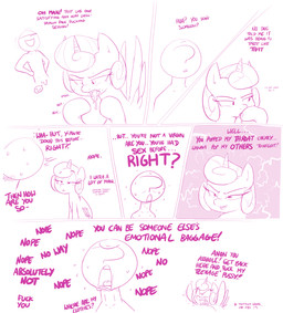 aged_up balls bodily_fluids cum cum_in_mouth cum_inside dialogue duo feathered_wings feathers female flaccid genital_fluids genitals horn humor interspecies male male_human nude nude_human nude_male penis smile stated_adult stated_age stated_virginity sweat text tongue virgin wings shoutingisfun friendship_is_magic hasbro my_little_pony mythology anon flurry_heart_(mlp) equid equine human mammal mythological_creature mythological_equine winged_unicorn comic english_text hi_res monochrome pink_and_white