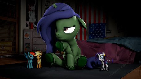 american_flag bedroom blue_hair blue_tail brown_eyes ears_down female feral fetlocks figurine frown green_body green_hooves hair hooves horn inside long_hair pivoted_ears sitting sitting_on_ground solo tail thinking united_states_of_america wings zelyonka friendship_is_magic hasbro my_little_pony mythology applejack_(mlp) digi_tally fan_character rainbow_dash_(mlp) raricow_(mlp) rarity_(mlp) bovid bovine cattle earth_pony equid equine horse hybrid mammal mythological_creature mythological_equine pegasus pony unicorn 3d_(artwork) absurd_res digital_media_(artwork) hi_res source_filmmaker_(artwork)