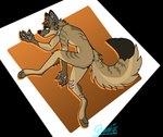 anthro brown_body fur hair looking_at_viewer male scar simple_background smile solo tail quantix johmn canid canine canis coyote mammal absurd_res digital_media_(artwork) hi_res superabsurd_res