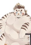 anthro belly big_belly blue_eyes blush genitals humanoid_genitalia humanoid_hands humanoid_penis kemono male moobs navel nipples overweight overweight_male penis solo white_body haoming lifewonders tokyo_afterschool_summoners licho_(tas) felid mammal pantherine tiger 2022 hi_res