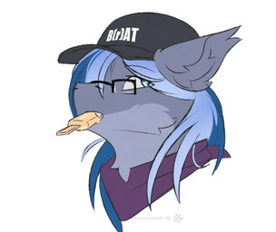 clothing eyewear food glasses hat headgear headwear kerchief male rectangular_glasses small_glasses solo snowybark hasbro my_little_pony midnight_snowstorm bat_pony equid equine horse mammal pony hi_res