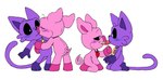 anthro blush candy dessert duo female food fur gesture hug licking lollipop male male/female pink_body purple_body purple_fur sharing_food suggestive suggestive_gesture suggestive_look surprise surprise_kiss tail tongue young young_anthro pachi_rizuu mob_entertainment poppy_playtime smiling_critters catnap_(poppy_playtime) pickypiggy domestic_cat domestic_pig felid feline felis mammal suid suina sus_(pig)