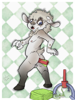 anal anal_penetration anthro anus backsack balls butt fur genitals male male_penetrated masturbation nude object_in_ass open_mouth penetration rocket sex_toy simple_background solo toy toying_self young young_anthro wintersink bovid caprine mammal sheep 3:4 digital_media_(artwork) hi_res