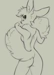 anthro anthrofied breasts butt butt_pose featureless_breasts female fur hair holding_tail nude pokemorph pose solo tail 2d10 nintendo pokemon eevee generation_1_pokemon pokemon_(species) 2020 digital_media_(artwork) hi_res