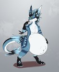 anthro belly big_belly fatal_vore green_eyes long_ears long_tail male solo squirming stuffing tail vore cmitchell vostrum rexouium hi_res