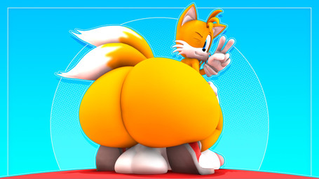 2_tails anthro balls bent_over big_balls big_butt big_penis black_nose blue_background blue_eyes butt clenched_teeth clothing crouching dipstick_tail femboy footwear genitals gesture glans gloves hair hand_gesture handwear huge_balls huge_butt huge_penis hyper hyper_balls hyper_butt hyper_genitalia hyper_penis looking_at_viewer looking_back looking_back_at_viewer male markings multi_tail one_eye_closed orange_body orange_ears orange_hair orange_tail penis pink_glans rear_view red_clothing red_footwear red_shoes shoes simple_background smile smiling_at_viewer solo tail tail_markings teeth teeth_showing thick_thighs tiptoes v_sign white_balls white_clothing white_gloves white_handwear white_inner_ear white_penis white_tail_tip wink winking_at_viewer not_person420 sega sonic_the_hedgehog_(series) miles_prower canid canine fox mammal red_fox true_fox 16:9 2022 3d_(artwork) colored digital_media_(artwork) hi_res shaded source_filmmaker_(artwork) widescreen