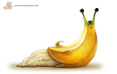 ambiguous_gender banana black_eyes feral food fruit green_body humor plant pun simple_background smile solo visual_pun white_background yellow_body piper_thibodeau banana_slug elemental_creature flora_fauna food_creature gastropod living_fruit mollusk slug 2015 digital_media_(artwork) digital_painting_(artwork) painting_(artwork)