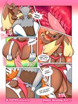3:4 anthro blush bodily_fluids breasts clothed clothing clothing_aside comic diggersby digital_media_(artwork) duo eyes_closed female female_penetrated feral generation_4_pokemon generation_6_pokemon genital_fluids genitals goopyarts hi_res lagomorph lopunny male male/female male_penetrating male_penetrating_female mammal nintendo panties panties_aside penetration penile penile_penetration penis penis_in_pussy pokemon pokemon_(species) pussy sex simple_background straddling text underwear underwear_aside vaginal vaginal_penetration