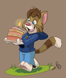 anthro barefoot blue_bottomwear blue_clothing blue_eyes blue_hoodie blue_pants blue_topwear bottomwear brown_background brown_body brown_fur brown_hair cheek_tuft clothed clothing facial_tuft fangs feet fur glistening glistening_eyes grass hair holding_object holding_plate hoodie logo male markings open_mouth open_smile pants pawpads pink_inner_ear pink_pawpads pink_tongue plant plate rock short_hair simple_background smile solo striped_body striped_fur striped_markings striped_tail stripes tail tail_markings teeth tongue topwear tuft walking whiskers white_body white_fur young young_anthro young_male pandapaco domestic_cat felid feline felis mammal artist_logo signature