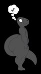 big_butt big_tail butt humor male no_pupils solo tail thick_thighs toony white_eyes wide_hips gronkusdoesagig google google_chrome dinosaur_(google_chrome) dinosaur humanoid prehistoric_species reptile scalie alpha_channel hi_res monochrome shaded simple_shading