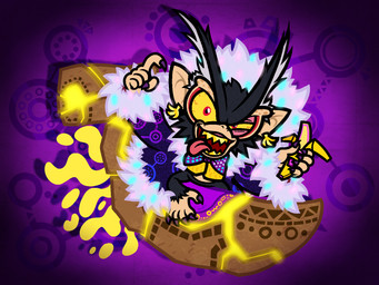 5_fingers 5_toes anthro bent_leg black_body black_fur blue_clothing blue_jacket blue_topwear bottomless bottomless_anthro bottomless_male bow_tie claws clothed clothing ear_piercing eye_veins feet finger_claws fingers fur fur_trim_(clothing) holding_banana jacket light looking_at_viewer male multicolored_body open_mouth open_smile piercing pink_eyelids pink_tongue pointy_ears purple_background purple_bow_tie red_eyes sharp_teeth simple_background sitting sitting_on_object smile smiling_at_viewer solo tan_body tan_feet tan_hands tan_skin teeth toe_claws toes tongue tongue_out topwear vest vignette yellow_clothing yellow_sclera yellow_teeth yellow_topwear yellow_vest captainquack64 donkey_kong_(series) donkey_kong_bananza nintendo void_kong kong mammal primate 2025 colored digital_drawing_(artwork) digital_media_(artwork) english_description hi_res lighting