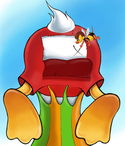 antennae_(anatomy) anthro butt butt_focus clothing duo exposed_butt extreme_size_difference feathers insect_wings looking_at_another's_butt male monobutt size_difference smile stinger stuck swimming_trunks swimwear tail tail_feathers torn_clothing umbrella white_body white_feathers wings zdrer456 disney donald_duck spike_the_bee anatid anseriform arthropod avian bee bird duck hymenopteran insect absurd_res hi_res