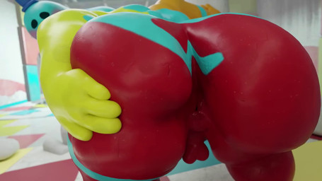 anthro anus backsack balls big_butt bodily_fluids bouncing_balls butt butt_focus genitals huge_butt larger_but_small male multicolored_body not_furry nude open_mouth rear_view red_anus shaking_butt simple_background slightly_chubby slightly_chubby_anthro slightly_chubby_male solo thick_thighs wide_hips snips456fur mob_entertainment poppy_playtime doey_the_doughman_(poppy_playtime) clay_creature goo_creature living_toy mammal 16:9 2026 3d_(artwork) 3d_animation animated colored digital_media_(artwork) hi_res no_sound shaded short_playtime video widescreen