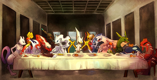 ambiguous_gender anthro bread classical_architecture creation_trio detailed_background feral food furniture gesture group hand_gesture inside leaning_on_object legendary_duo legendary_trio looking_aside looking_at_another meat parody plate pointing pose sitting standing table tail tower_duo weather_trio torute mythology nintendo pokemon the_last_supper arceus avian bird darkrai dialga dragon felid generation_1_pokemon generation_2_pokemon generation_3_pokemon generation_4_pokemon generation_5_pokemon giratina groudon ho-oh kyogre legendary_pokemon lugia mammal mewtwo mythological_avian mythological_bird mythological_creature mythological_firebird mythological_scalie origin_forme_giratina palkia pokemon_(species) rayquaza reshiram scalie zekrom hi_res inspired_by_formal_art lol_comments